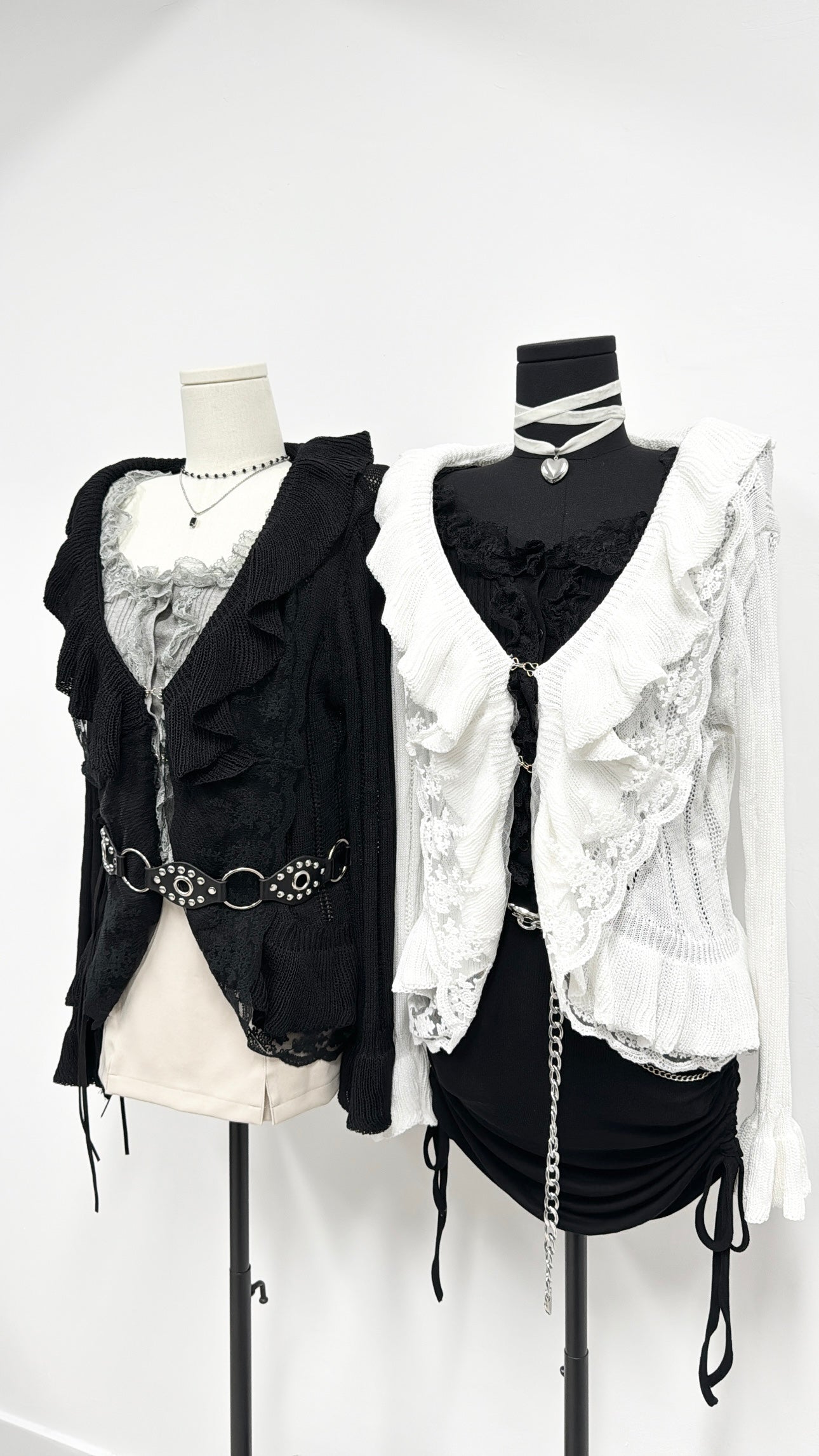 S371 黑色個性小珠拼吊咀兩件裝頸鏈