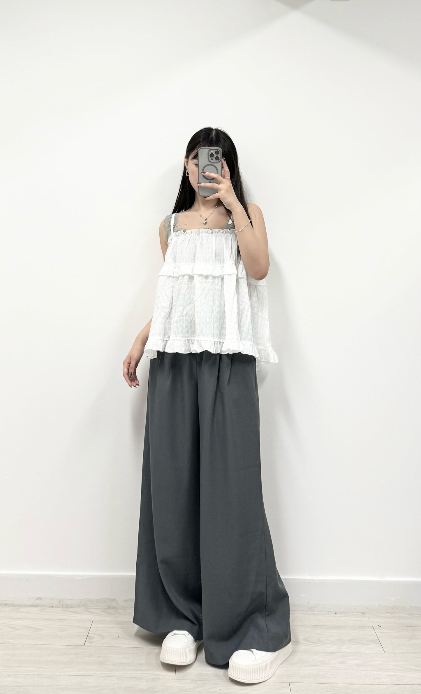 S760 雪紡滑身闊腳長褲