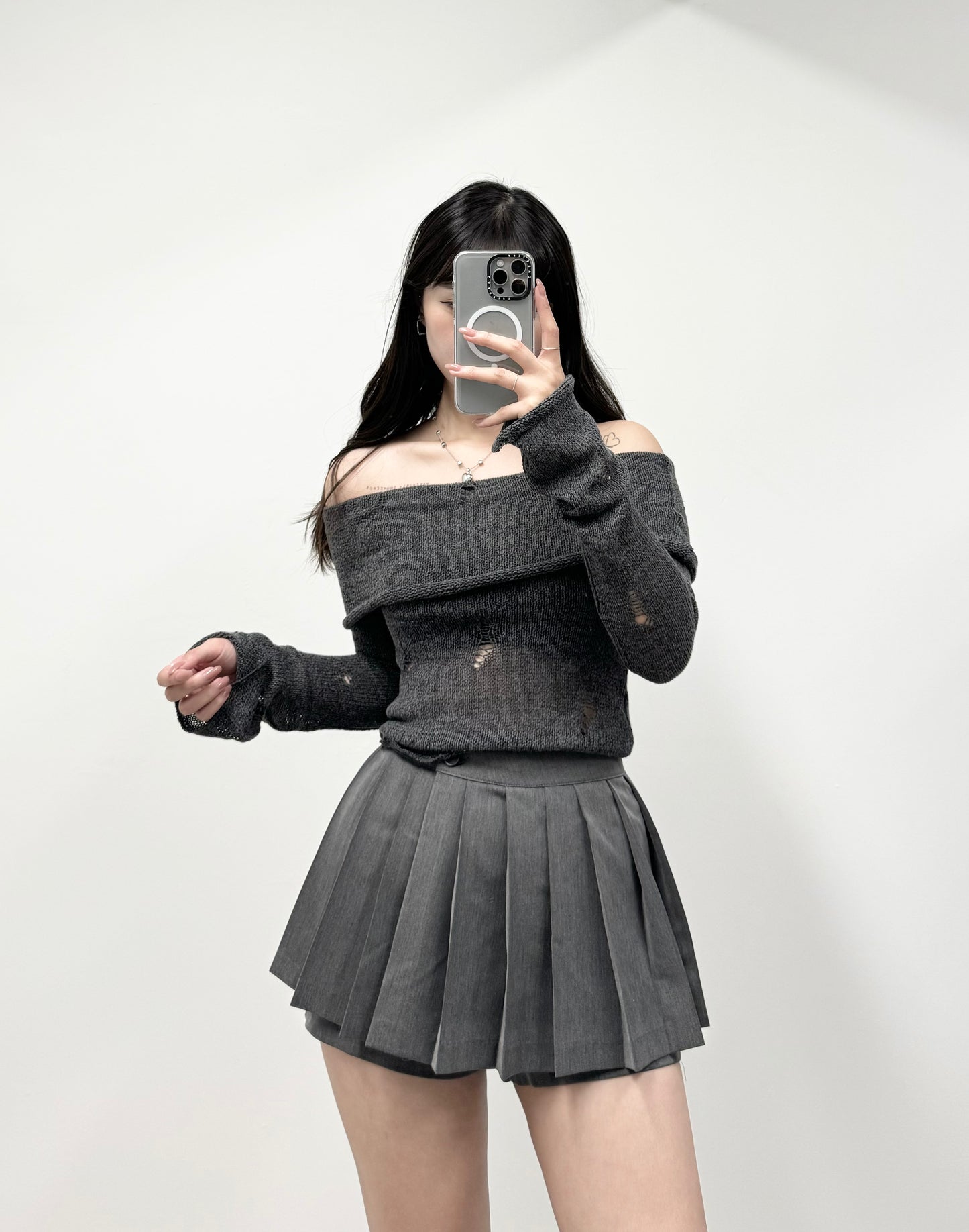 S692 側鈕百摺裙褲