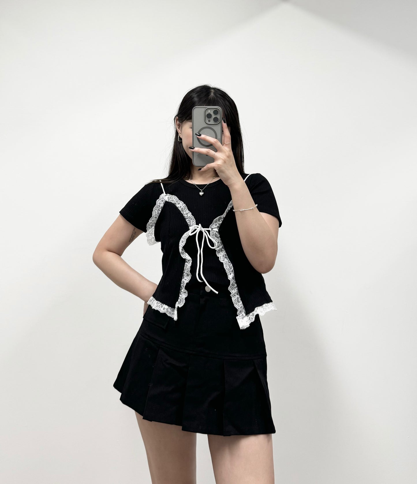 S729 兩件短版短袖拼色上衣