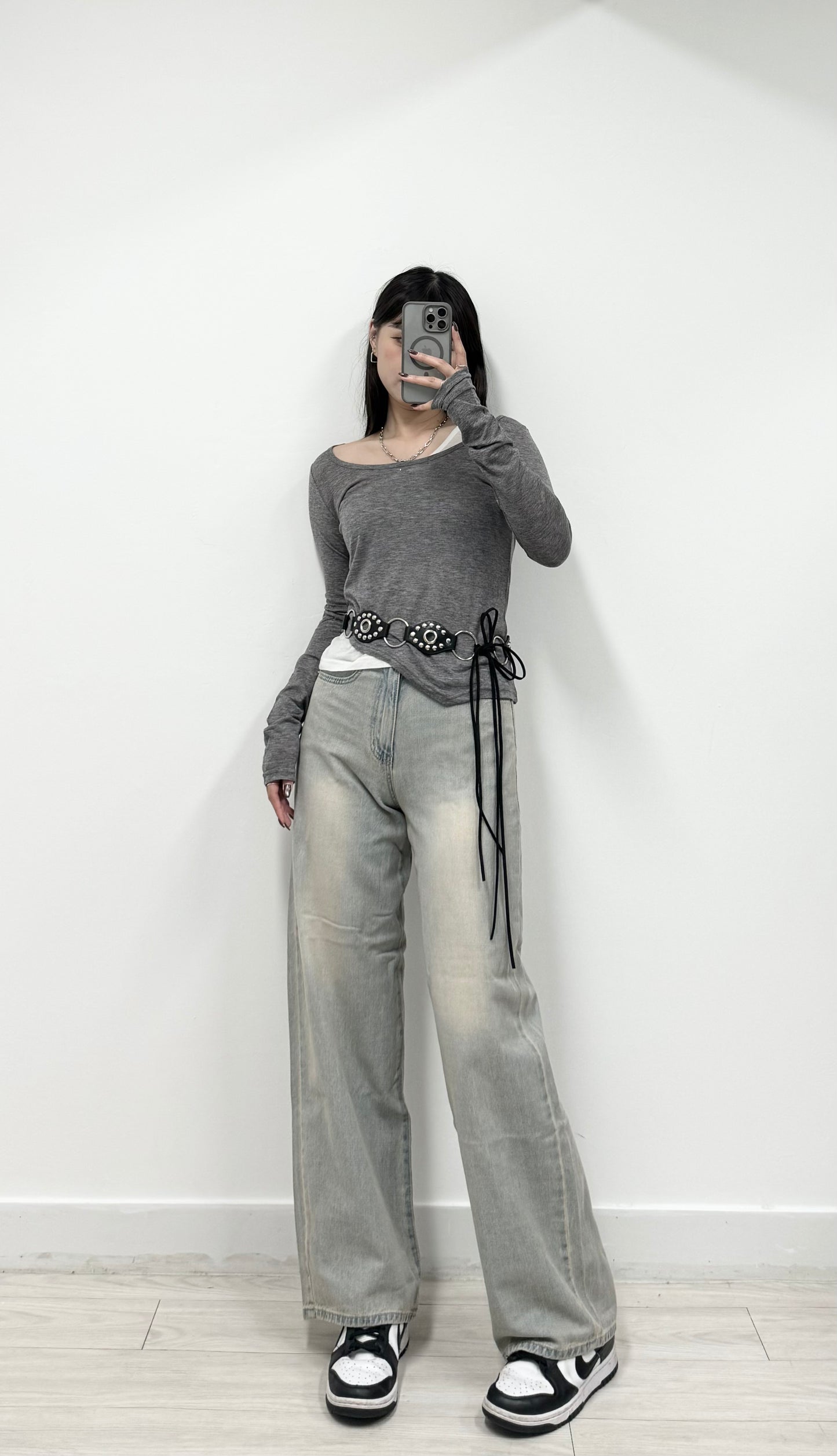 S757 灰藍色百搭牛仔褲