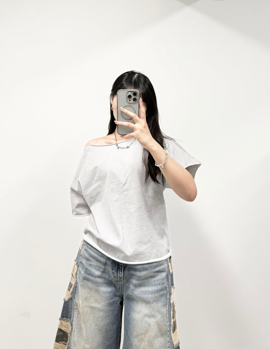S818 明線捲邊闊身上衣